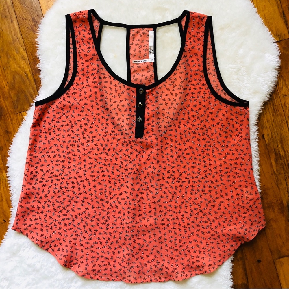 Dragonfly Button Front Chiffon Tank - Made by HAVE